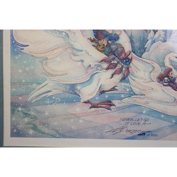 Jody Bergsma Matted Print Never Let Go of Love Winter Sparkle Kid Swan Ice Castl - Picture 8 of 14